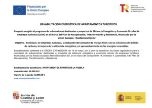 Cartel Rehabilitación energética Hotel Rural La Puebla