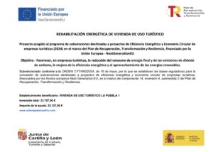Cartel Rehabilitación energética Hotel Rural La Puebla